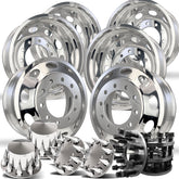 22” Forged Oval Hole Wheel & 8-to-10 Lug Adapter Kit – Fits 2001–2010 Chevy 3500 Dually with Disc Brakes – Converts to 10x285.75 (6 Wheels w/ Multiple Cap Options)